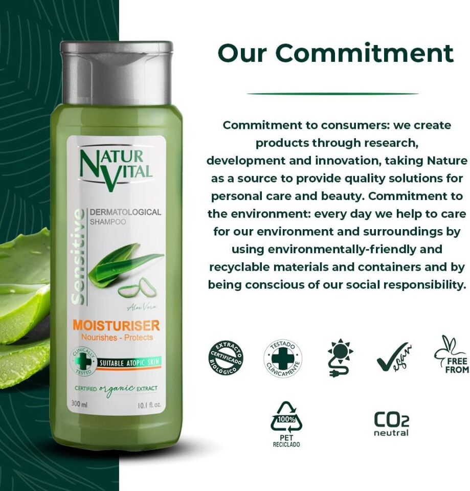 Natur Vital Sensetive Moisturising Şampuan 300 ml Aloe Vera Nemlendirici