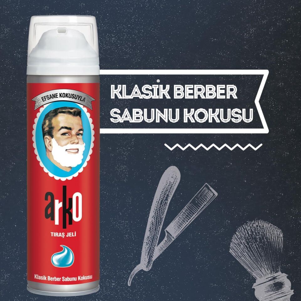 3 Adet X Arko 60. Yıl Özel Efsane Berber Sabunu Kokulu Tıraş Jeli 200 Ml