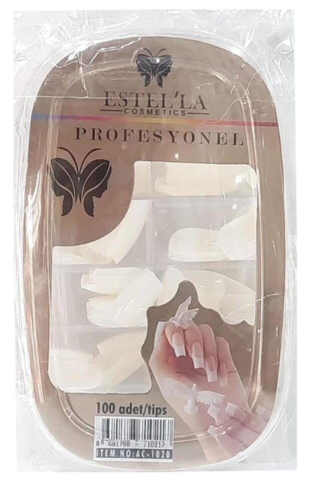 Estella 100 lü Takma Tırnak Kırık Beyaz Kemik Rengi