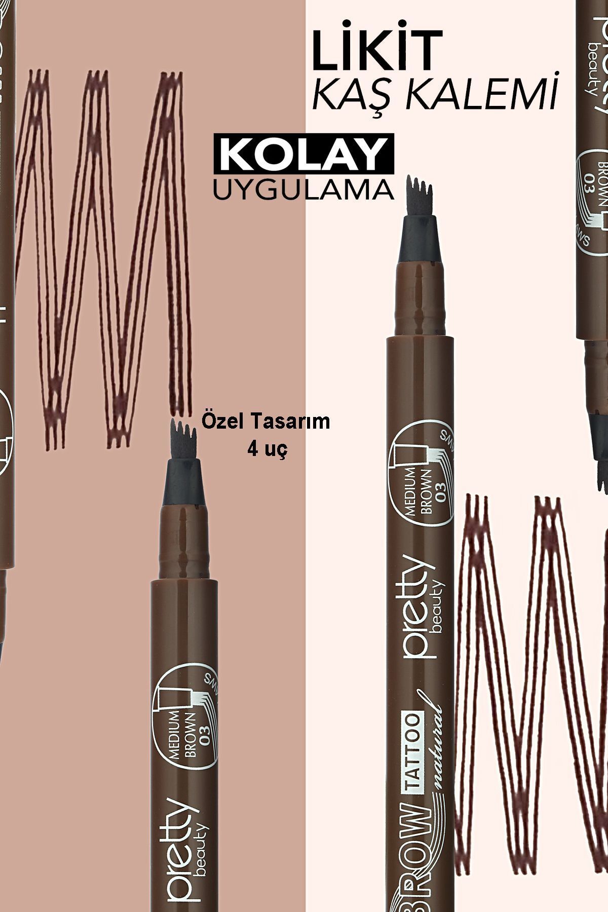 Pretty Kaş Kalemi 03 - Mürdümsü Kahve Tattoo Suya Dayanıklı Likit Pencıl