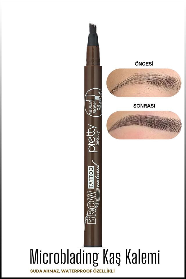 Pretty Kaş Kalemi 03 - Mürdümsü Kahve Tattoo Suya Dayanıklı Likit Pencıl