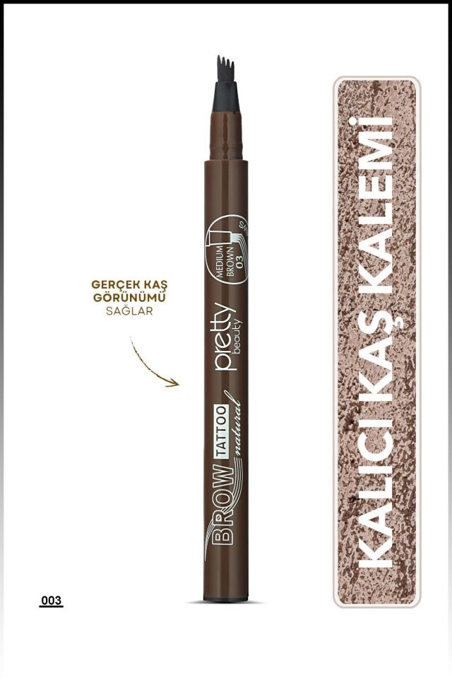 Pretty Kaş Kalemi 03 - Mürdümsü Kahve Tattoo Suya Dayanıklı Likit Pencıl