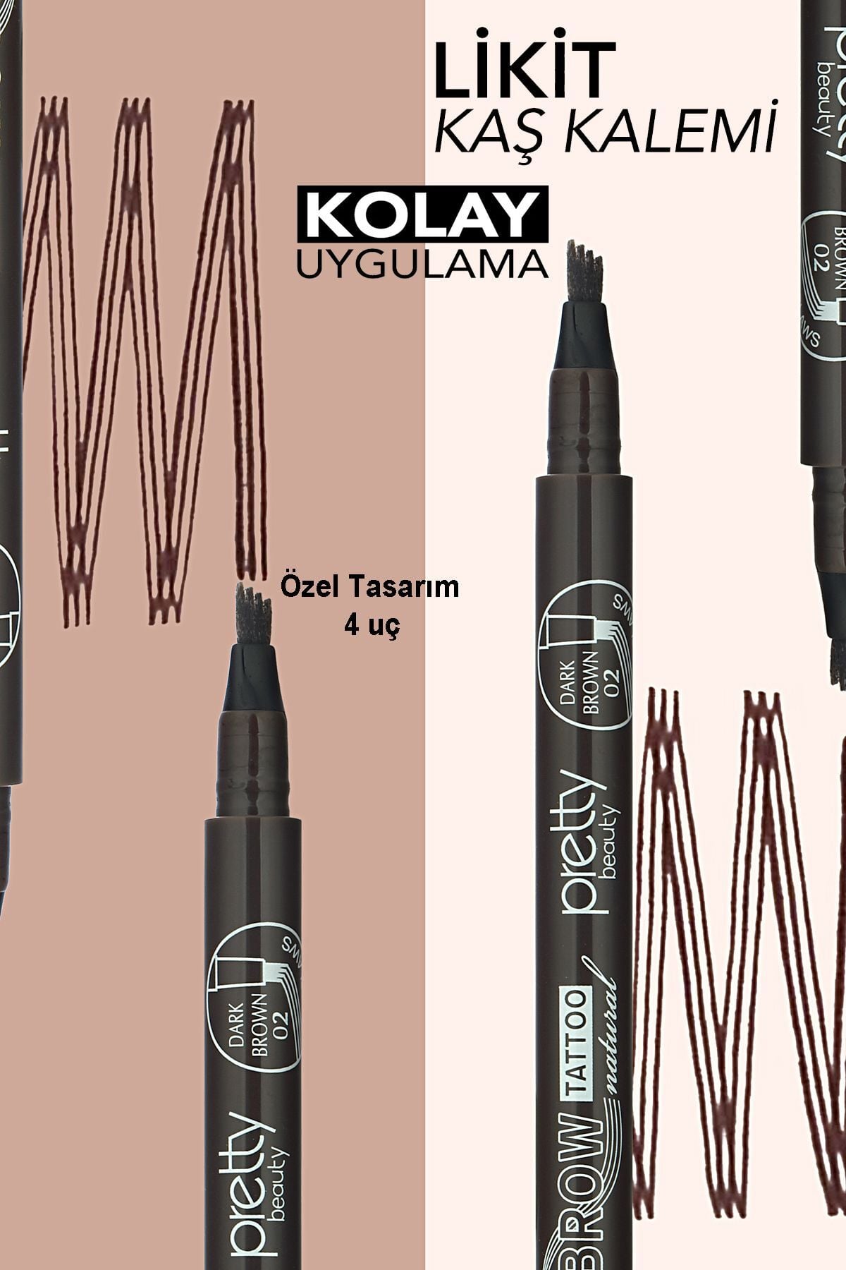 Pretty Kaş Kalemi 02 - Grimsi Kahve Tattoo Suya Dayanıklı Likit Pencıl