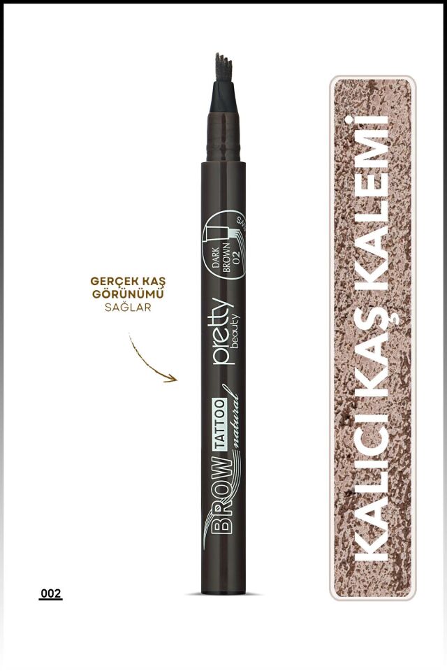 Pretty Kaş Kalemi 02 - Grimsi Kahve Tattoo Suya Dayanıklı Likit Pencıl
