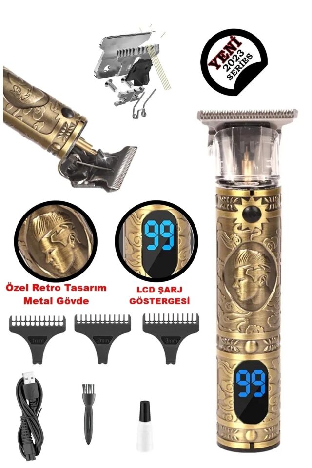 Yopigo Lcd Ekran Çelik Kasa Profesyonel Saç Sakal Ense Çizim Tüm Vücut Tüyü Lazer Öncesi Tıraş Makinesi