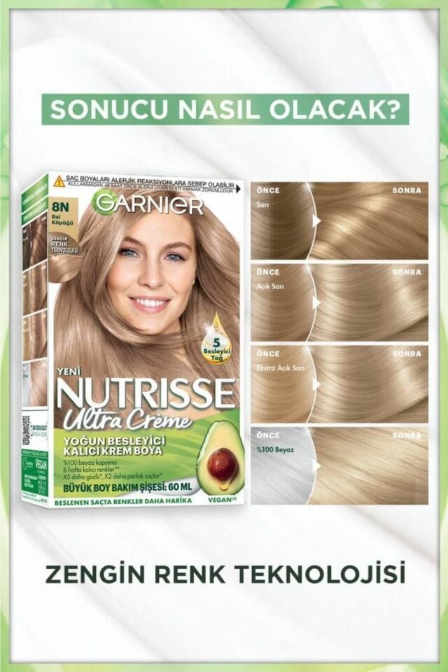 Garnier Nutrisse 8N Bal Köpüğü Yoğun Besleyici Kalıcı Krem Saç Boyası