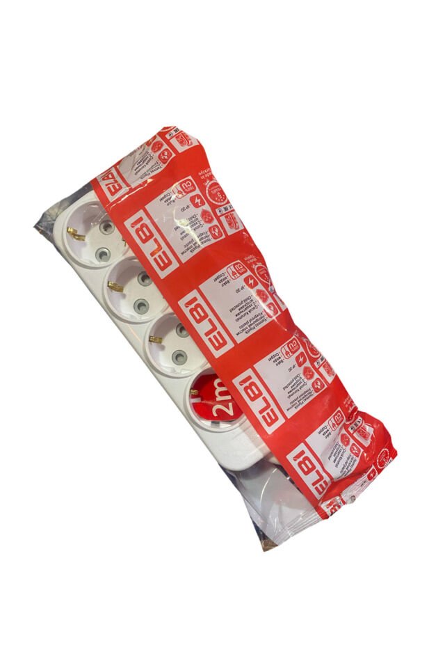 Elbi 4lü Topraklı 2 Metre Kablolu Çocuk Korumalı Grup Priz