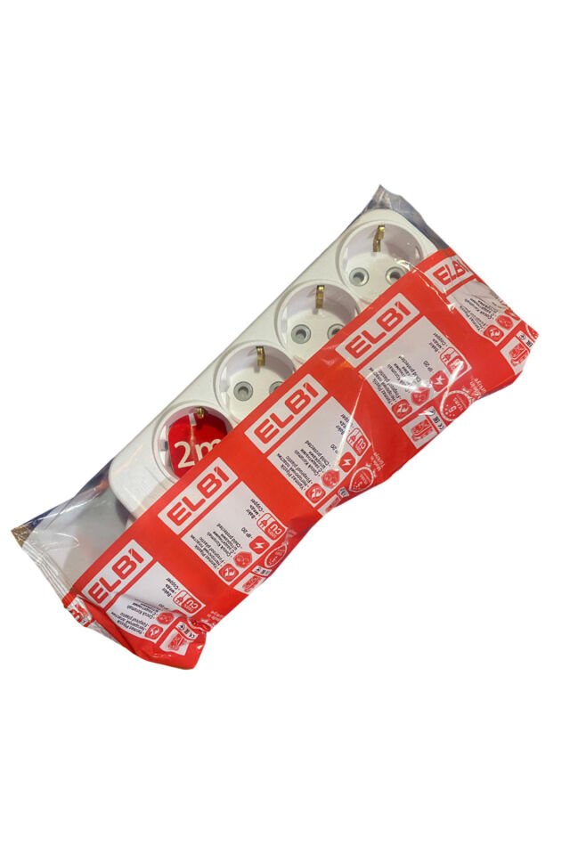 Elbi 4lü Topraklı 2 Metre Kablolu Çocuk Korumalı Grup Priz