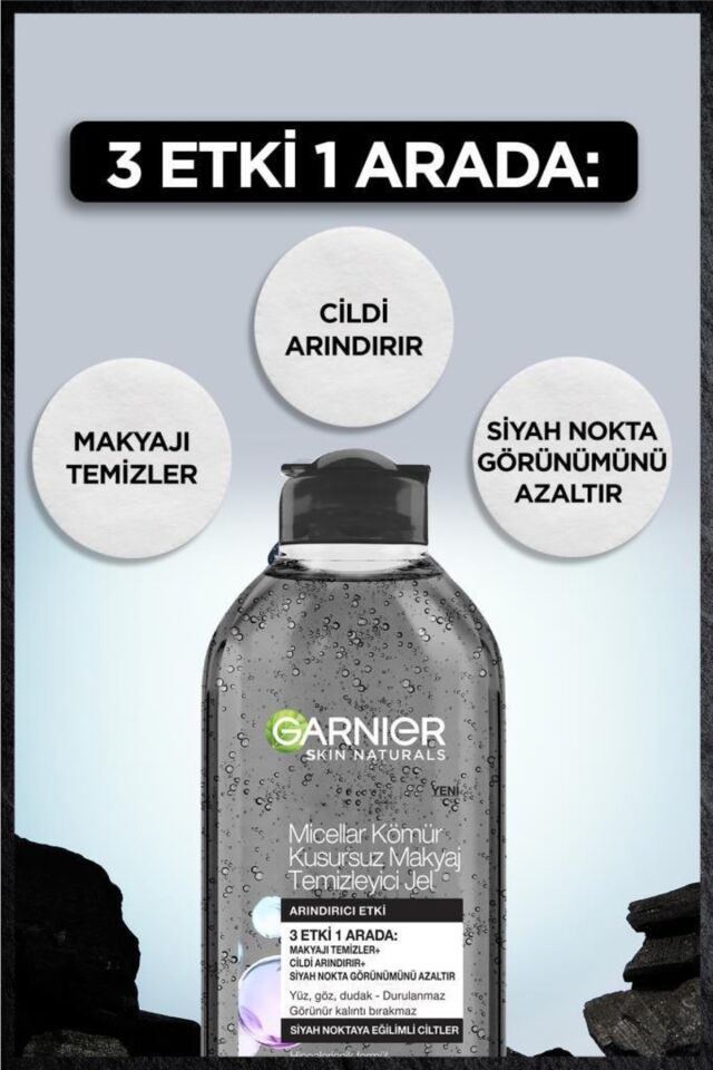 Garnier Micellar Kömür Kusursuz Makyaj Temizleyici Jel 400 Ml 3600542457446
