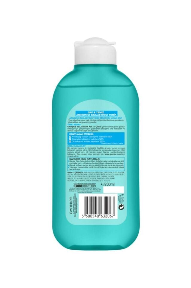 Garnier Saf Temiz Yağlanma ve Pürüzlere Karşı Arındırıcı Sıkılaştırıcı Tonik 200 Ml