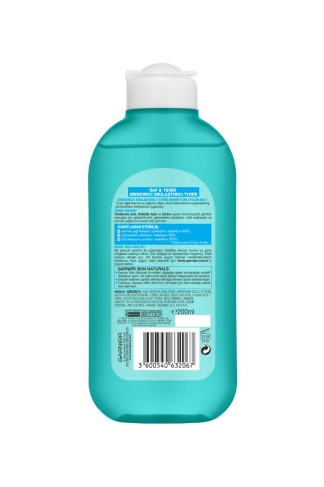Garnier Saf Temiz Yağlanma ve Pürüzlere Karşı Arındırıcı Sıkılaştırıcı Tonik 200 Ml