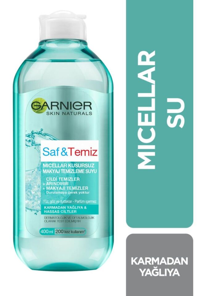 Garnier Micellar Saf Temiz Kusursuz Makyaj Temizleme Suyu 400 ml Karmadan Yağlıya