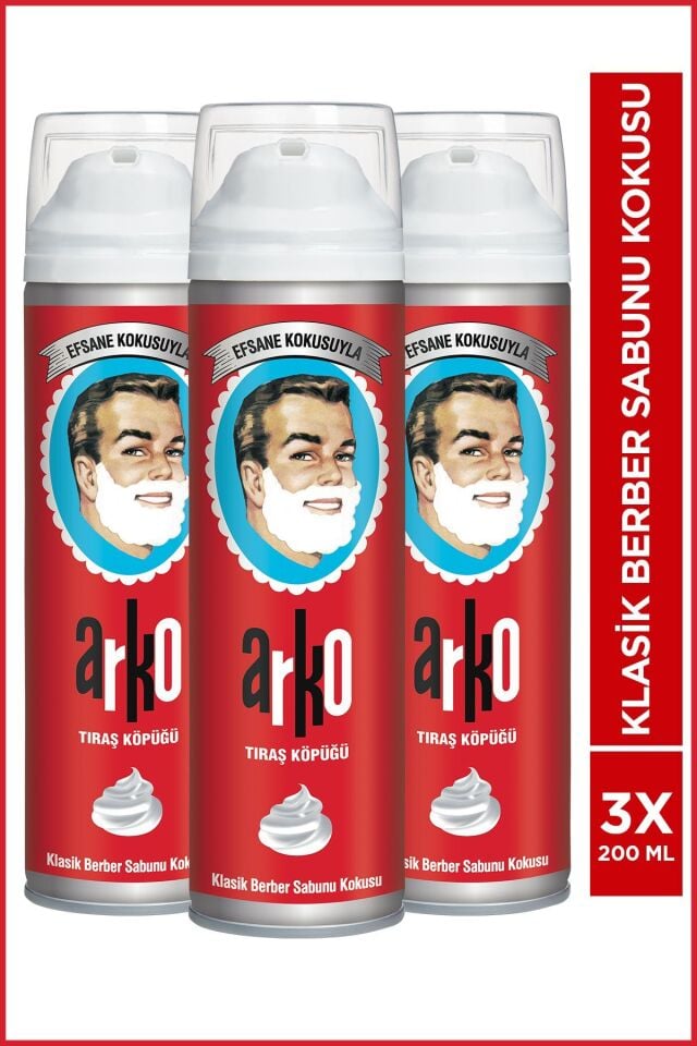 3 Adet X Arko 60. Yıl Özel Efsane Berber Sabunu Kokulu Tıraş Köpüğü 200 Ml 8693188026317
