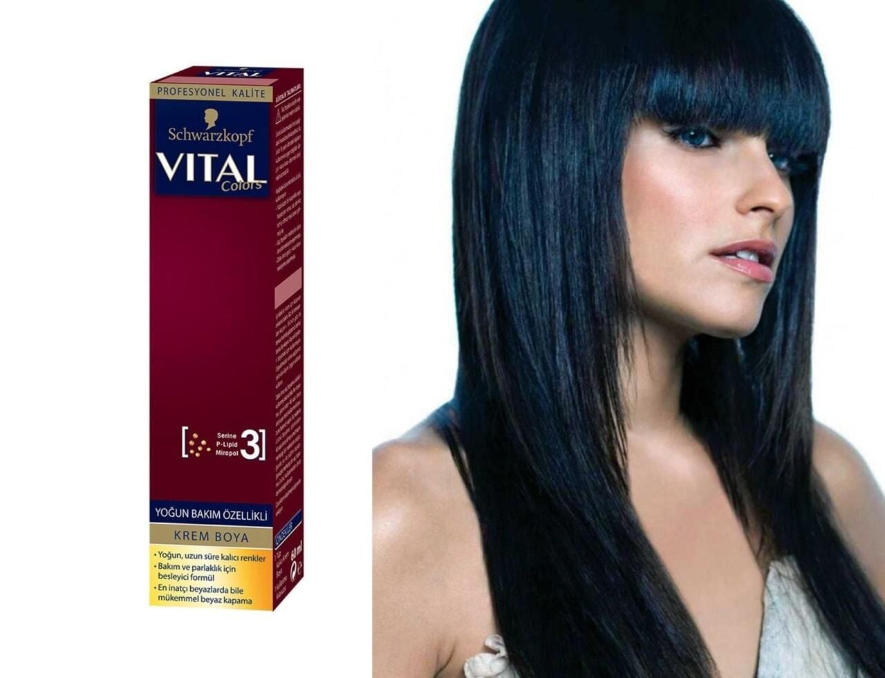 Vital Tüp Saç Boyası 1.1 Gece Siyahı + Oksidan Sıvı 50 Ml