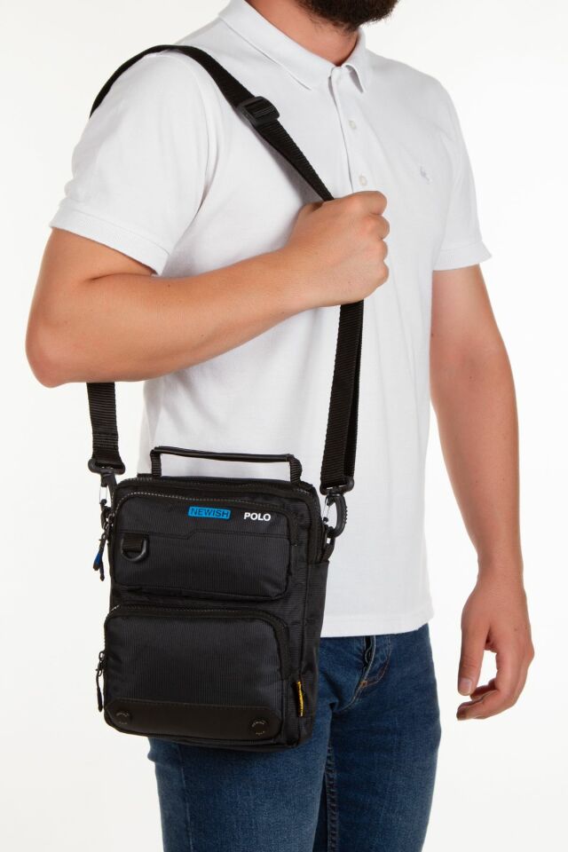 Newish Polo Erkek Quatro Kumaş Çok Bölmeli Çapraz Omuz Ve El Çantası