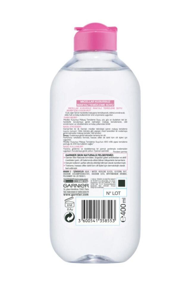 Garnier Micellar Kusursuz Makyaj Temizleme Suyu 400 Ml Hassas Ciltler