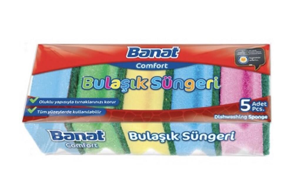 Banat Comfort 5 Li Renkli Bulaşık Süngeri Kanallı