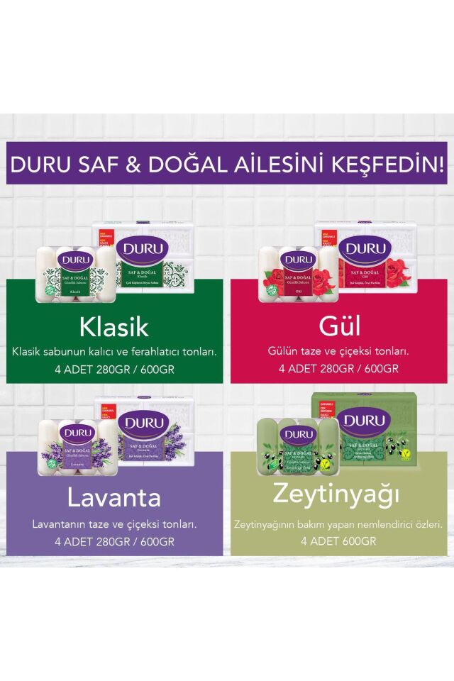 Duru Saf ve Doğal Güzellik Sabunu 4x70 gr Zeytinyağ Özlü
