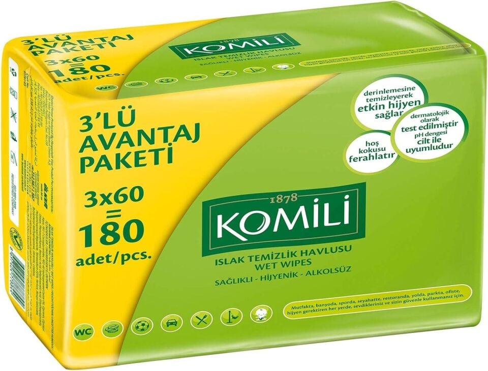 Komili Zeytinyağlı Islak Havlu 3 x 60 Adet