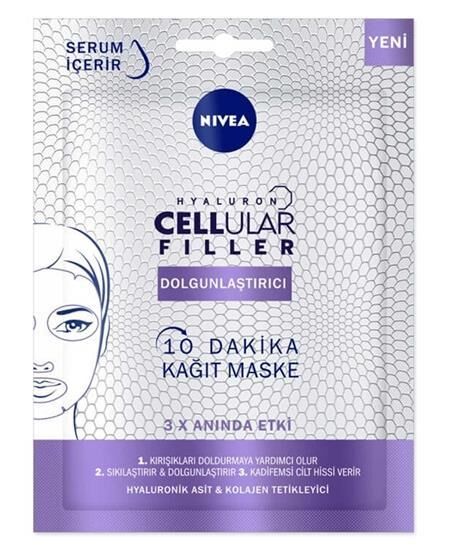 Nivea 10 Dakika Hyaluron Cellular Filler Dolgunlaştırıcı Kağıt Yüz Bakım Maskesi 28 gr