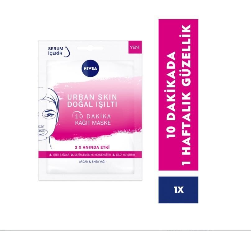 Nivea 10 Dakika Urban Skin Doğal Işıltı Kağıt Yüz Maskesi
