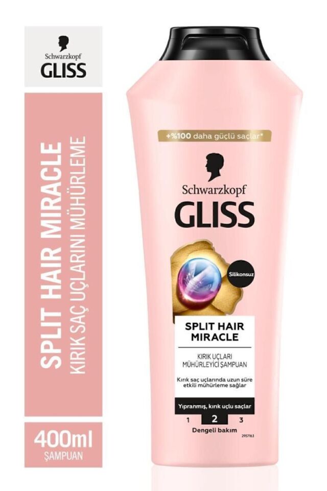 Gliss Split Hair Miracle İyonik Kompleks Kırık Uçları Mühürleyen Şampuan 400 ml Yıpranmış Saçla