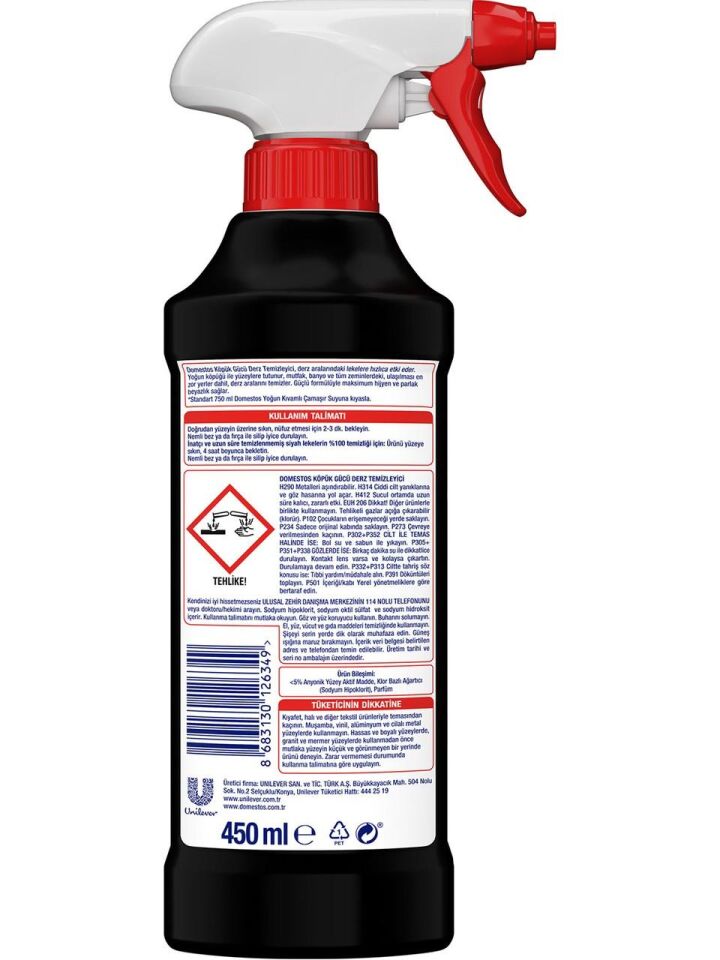 Domestos Köpük Gücü Köpük Derz Temizleyici 450 Ml