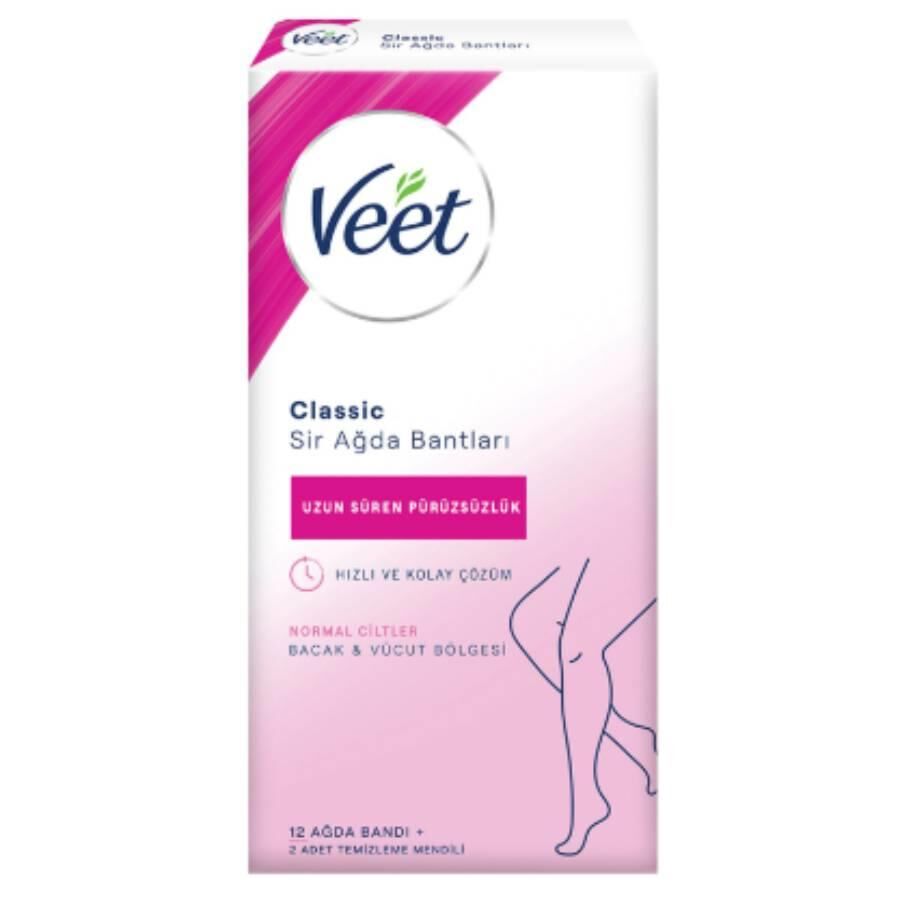 Veet Ağda Bandı 12 li Tüm Ciltler için Classic