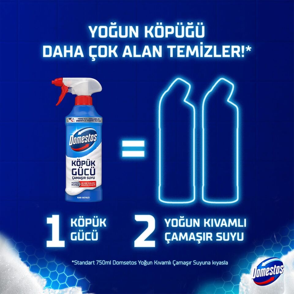 Domestos Köpük Gücü Köpük Çamaşır Suyu Kar Beyazı 450 Ml