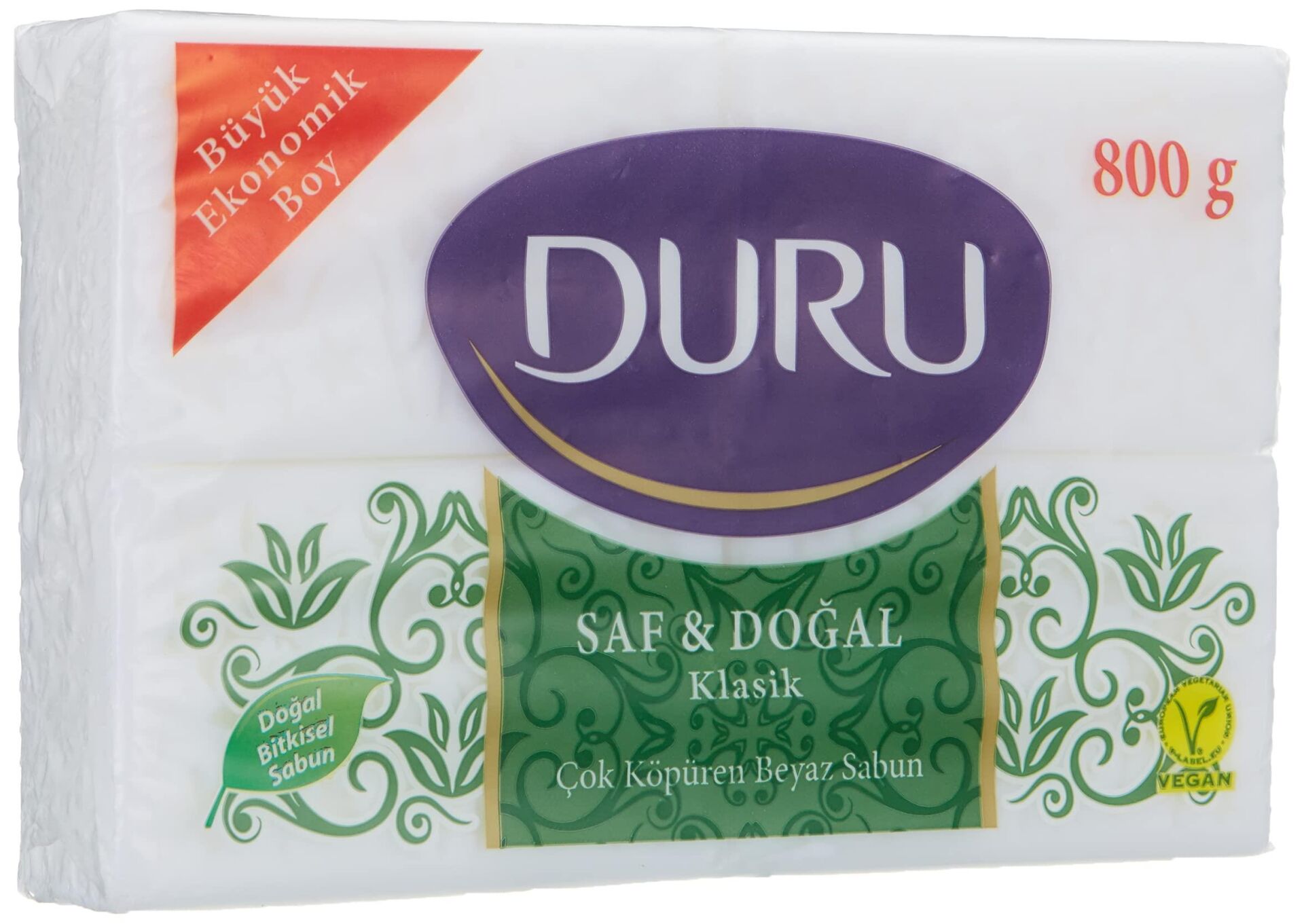 Duru Sabun Klasik Saf ve Doğal 800 gr 4X200 gr Beyaz Banyo Sabunu