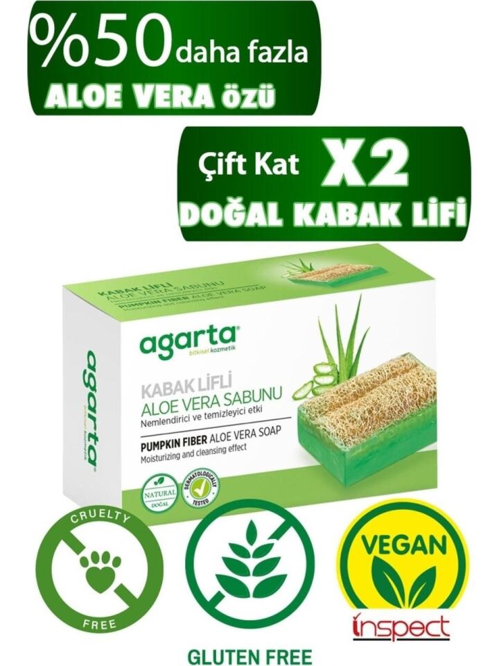 Agarta Katı Sabun 125 Gr Kabak Lifli Nemlendirici ve Temizleyici Sabun