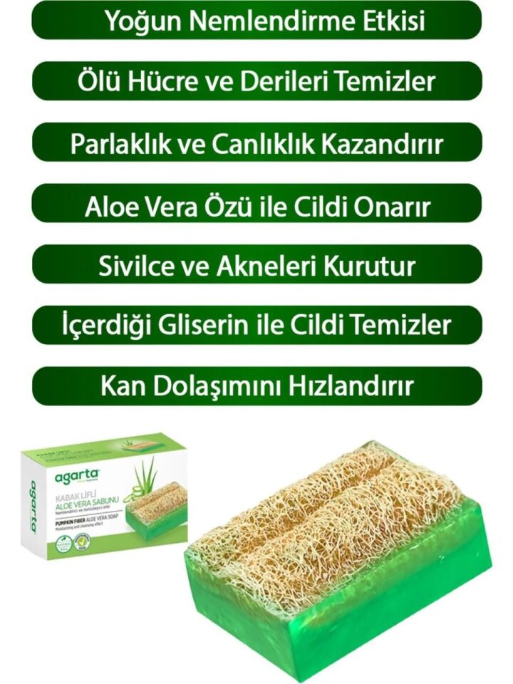 Agarta Katı Sabun 125 Gr Kabak Lifli Nemlendirici ve Temizleyici Sabun