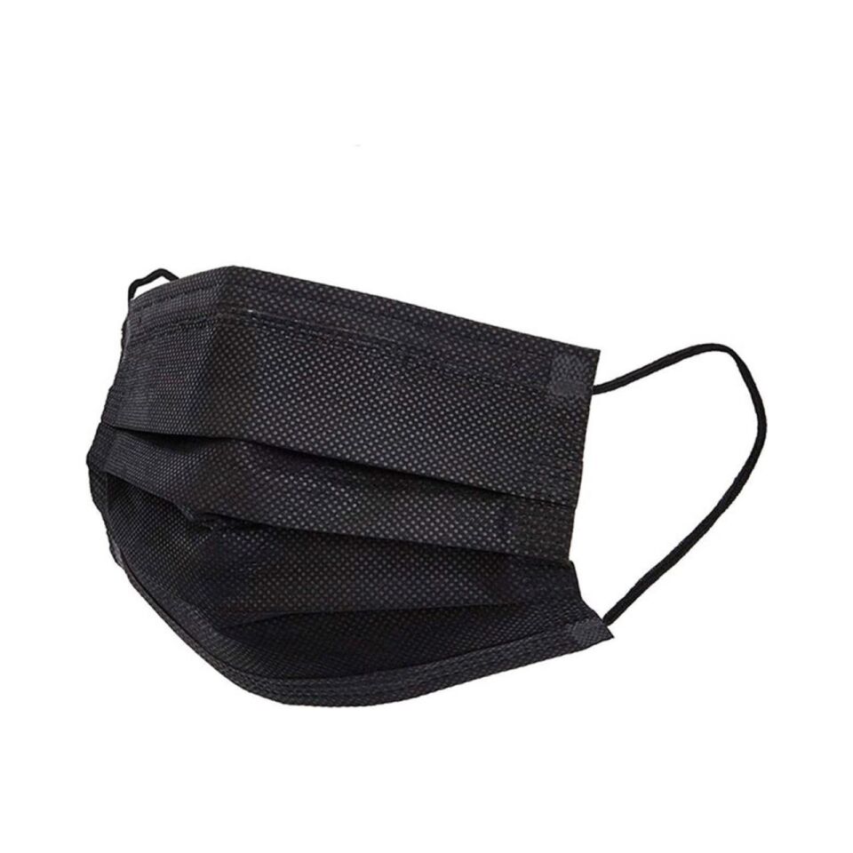 Drn Mask 3 Katlı Lastikli Telli Cerrahi Yüz ve Ağız Maskesi 50 li Siyah