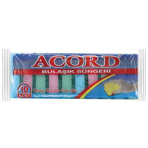 Acord Renkli Düz Bulaşık Süngeri 10 lu