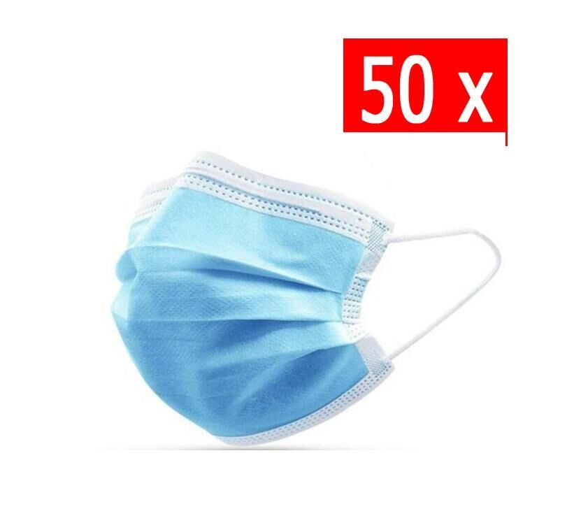 Drn Mask 3 Katlı Lastikli Telli Cerrahi Yüz ve Ağız Maskesi 50 li Mavi