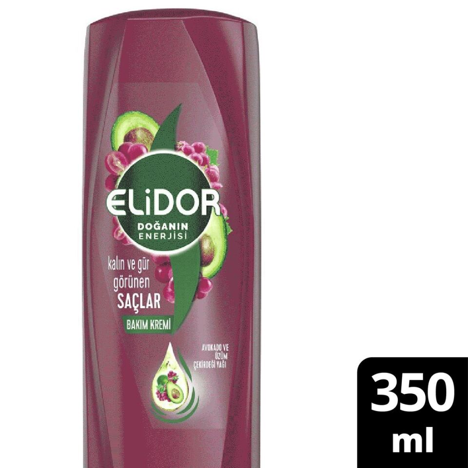 Elidor Doğanın Enerjisi Kalın ve Gür Avokado ve Üzüm Çekirdeği Yağı Bakım Kremi 350 Ml