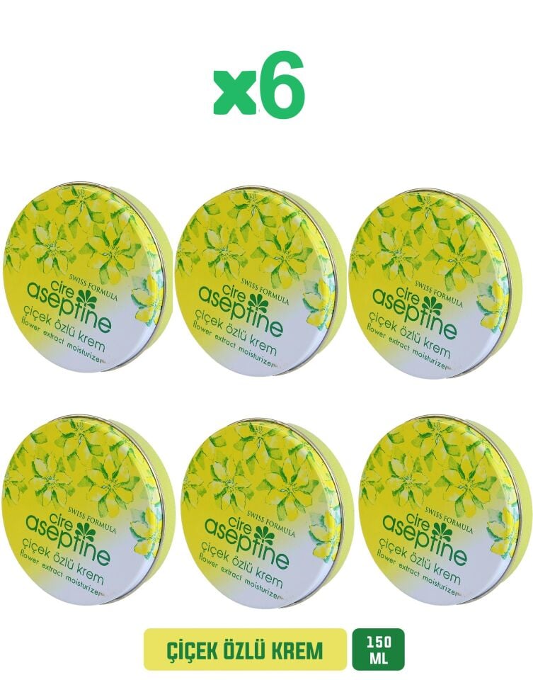 Cire Aseptine Çiçek Özlü Krem Teneke Kutu 6 x150 Ml