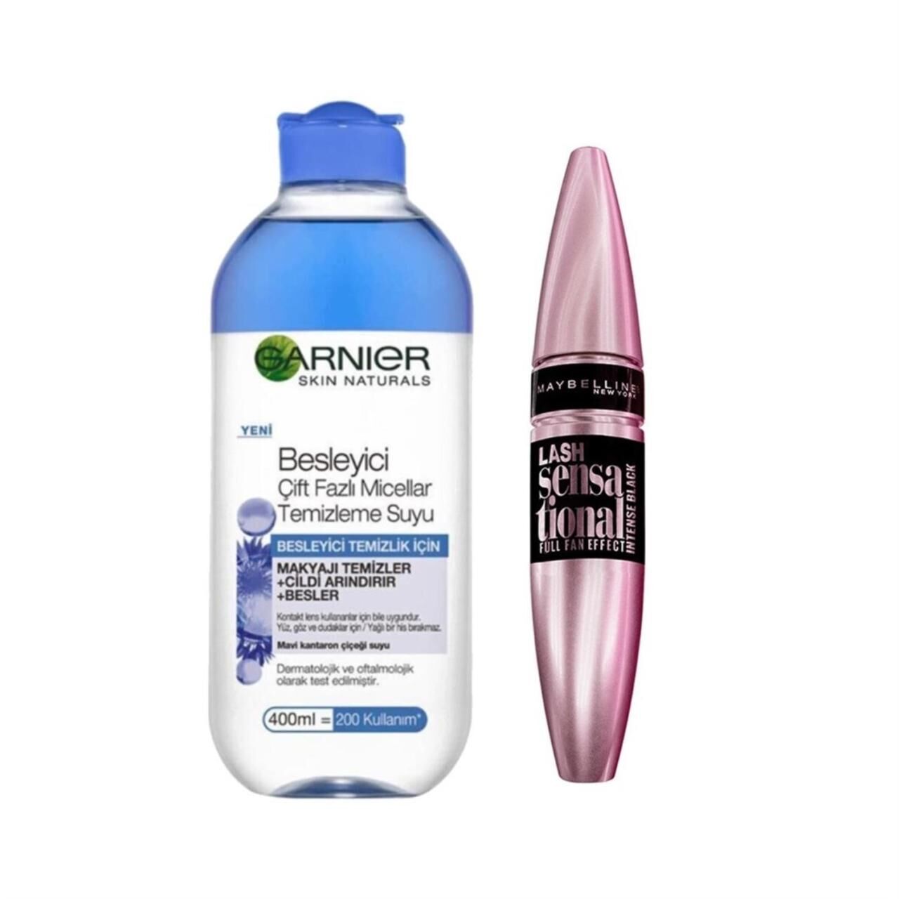 Garnier Makyaj Temizleme Suyu 400ml+ Maybelline Lash Sensational intense Black Maskara