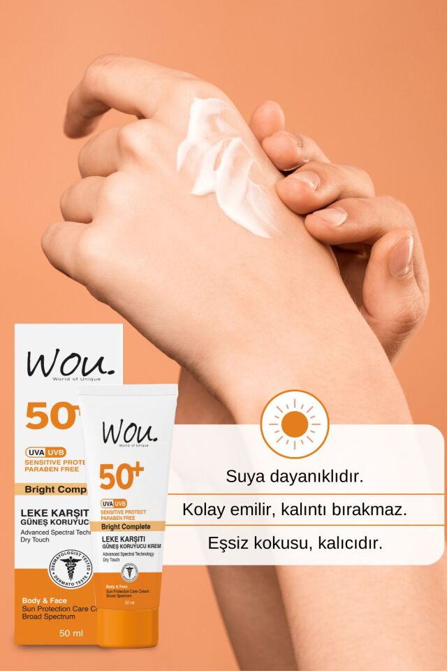 Wou Leke Karşıtı Yüksek Koruma Güneş Kremi Spf50 Yüksek Korumalı Güneş Kremi 50 ML