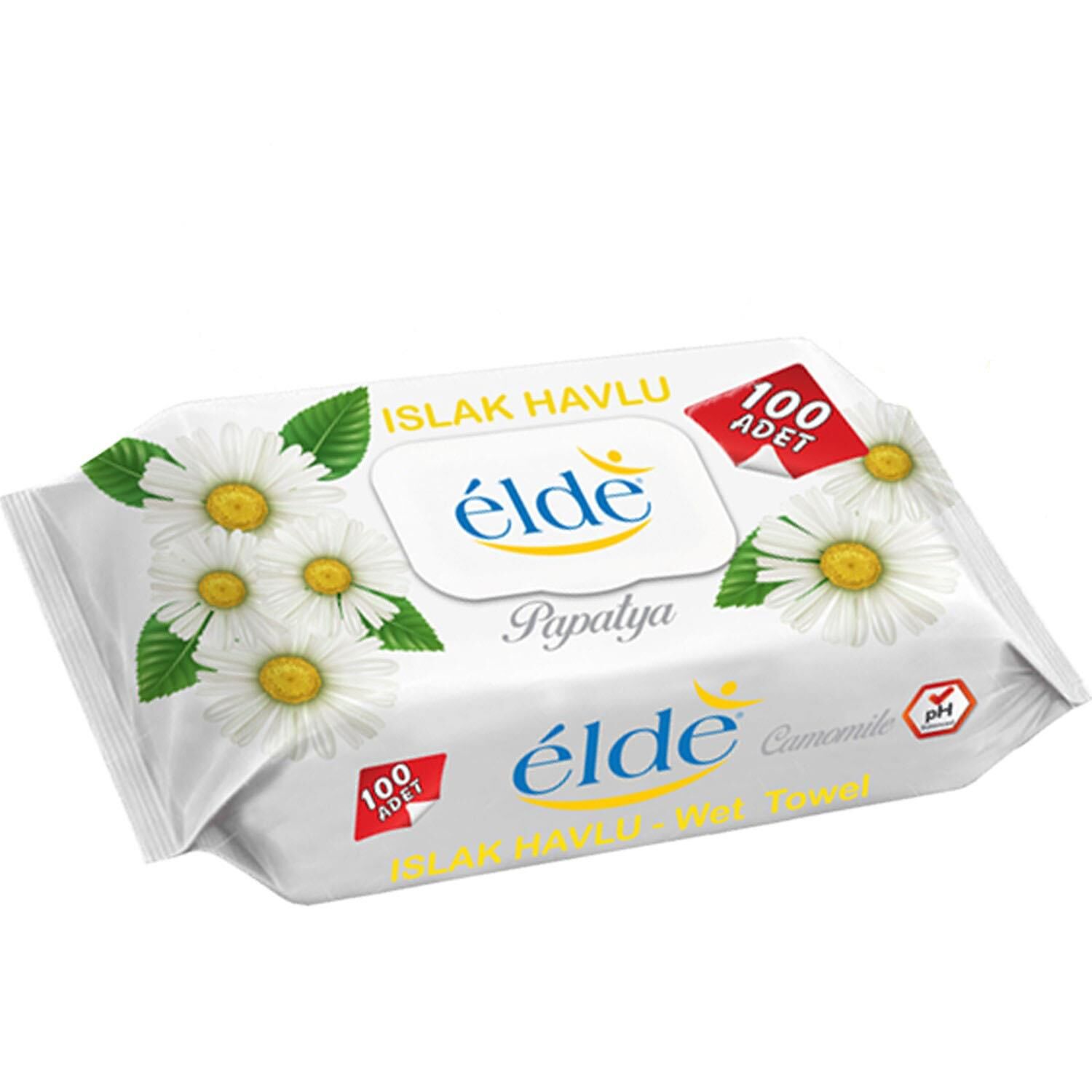 Elde 100 Adetli Kapaklı Paket Papatya Kokulu Islak Havlu