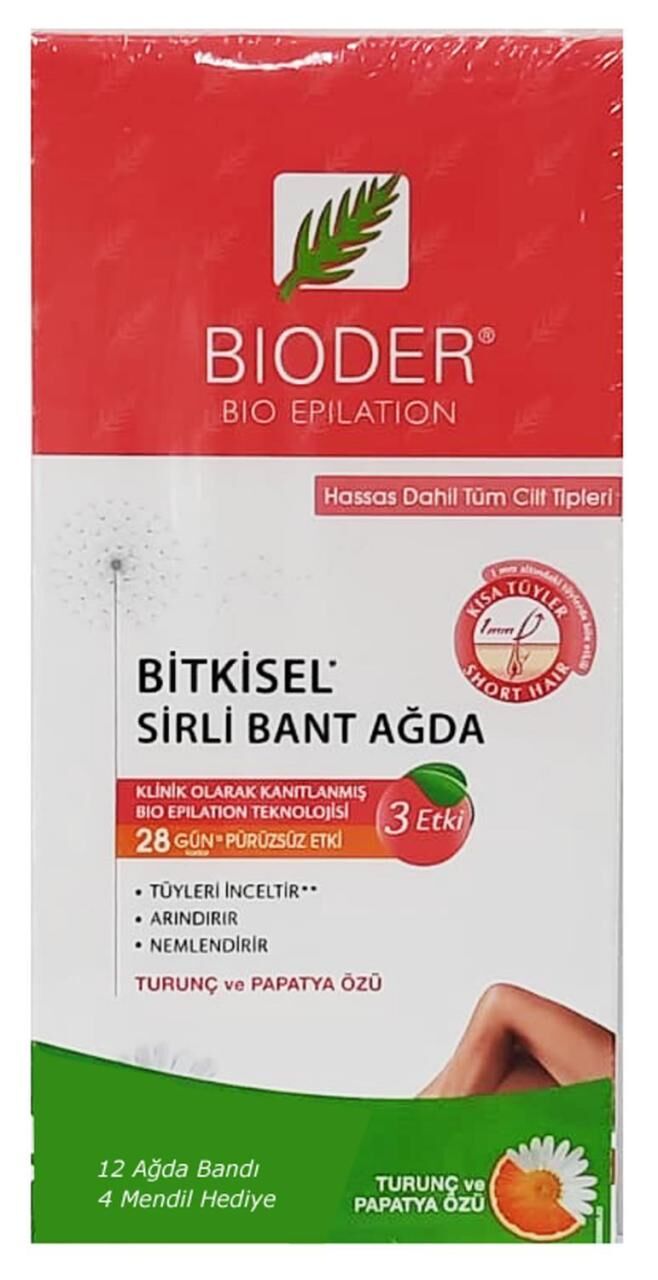 Bioder Bitkisel Sirli Bant Ağda 12 li + 4 Mendil Tüm Ciltler
