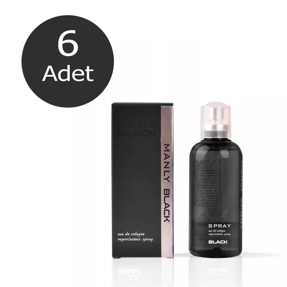 6 x Manly Black 125 Ml Erkek Parfümü t.frt - syh
