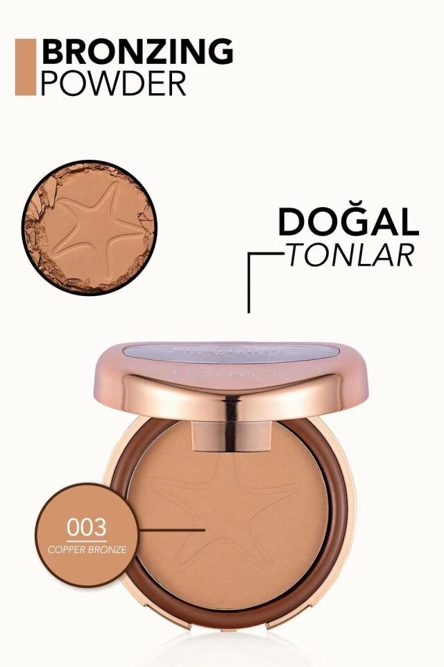Flormar Bronzing Powder 03 - BR03 COPPER BRONZE Yumuşak Dokulu & Doğal Işıltılı Kompakt Bronzlaştırıcı Pudra