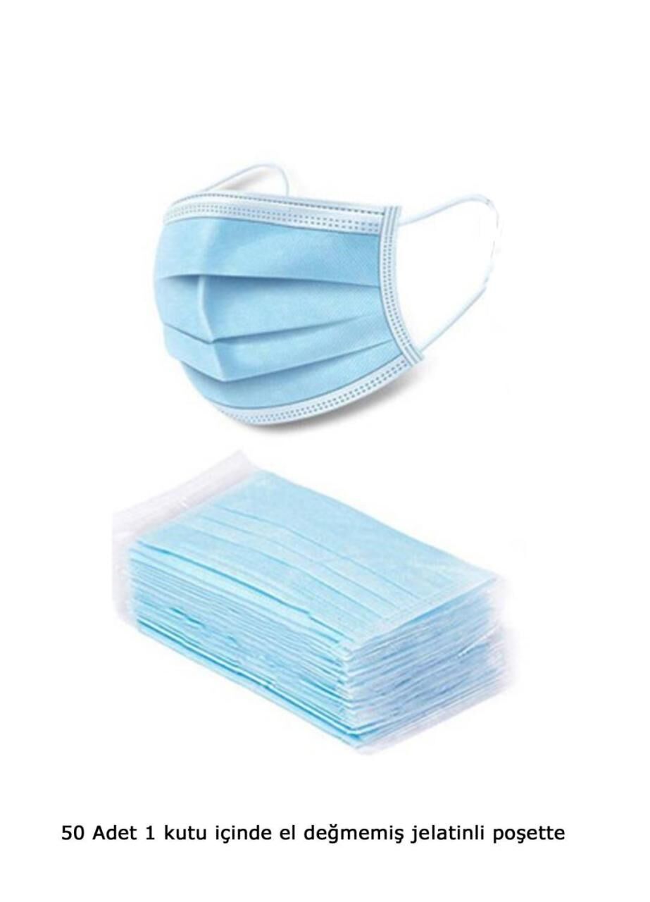 Mina Medikal Lastikli Telli Cerrahi Yüz ve Ağız Maskesi 50 li Mavi