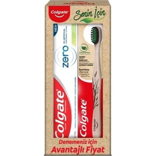 Colgate Zero Doğal Nane Aroması Şeffaf Jel Diş Macunu 98 Ml +  Bamboo Tekli Diş Fırçası