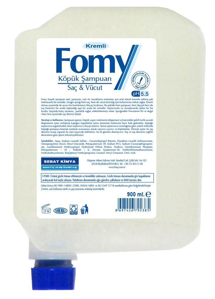 Fomy Köpük Şampuan Standart Saç Vücut Yedek Kartuşu 900ml