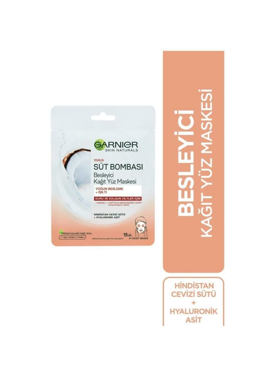 Garnier Süt Bombası Besleyici Kağıt Yüz Maskesi Hindistan Cevizi