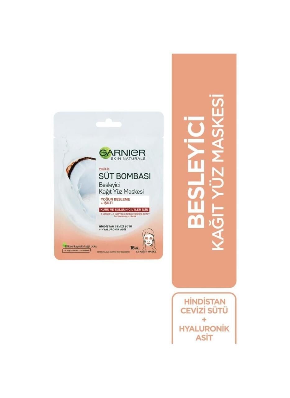 Garnier Süt Bombası Besleyici Kağıt Yüz Maskesi Hindistan Cevizi