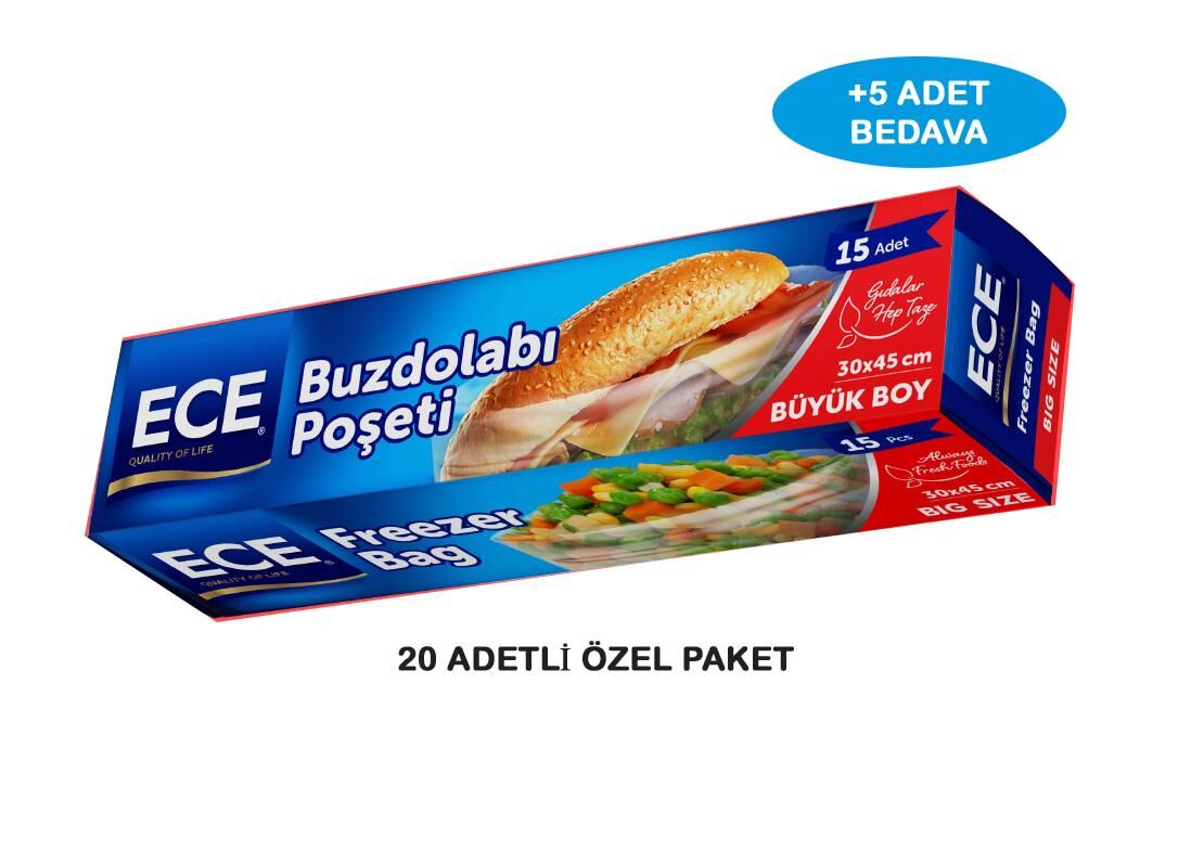 Ece 20 Adet Büyük Boy Buzdolabı Poşeti 45x30cm
