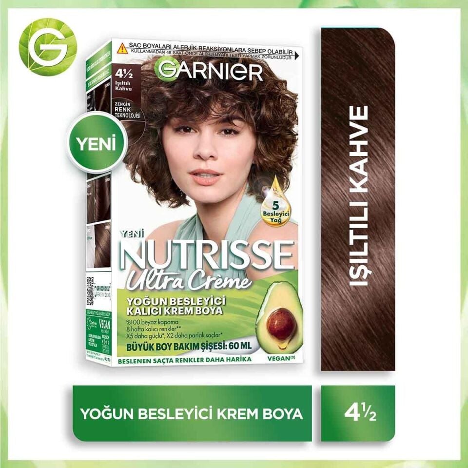 Garnier Nutrisse 4.1/2 Işıltılı Kahve Yoğun Besleyici Kalıcı Krem Saç Boyası